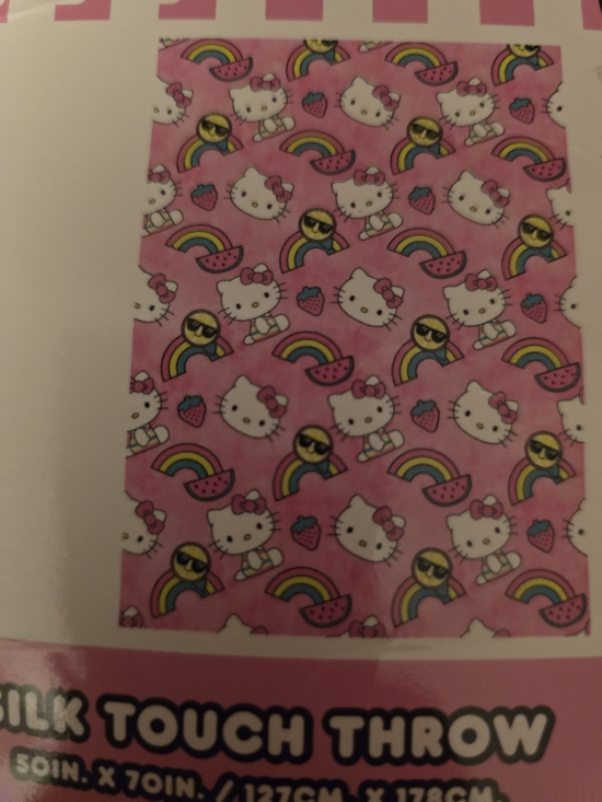 Hello Kitty Other - Hello Kitty Pink Rainbow & Fruit Plush Throw
